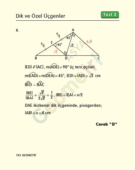 dik üçgen soru çözümü