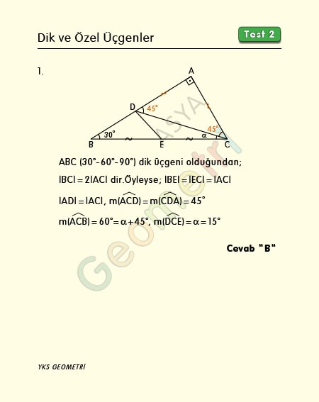 dik üçgen soru çözümü